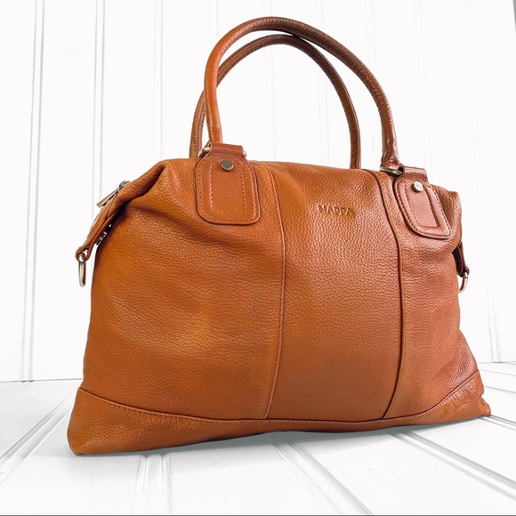 Nappa Handbags - NAPPA BROWN GENUINE LEATHER MEDIUM BAG CAMEL HANDBAG DESIGNER WOMEN PURSE